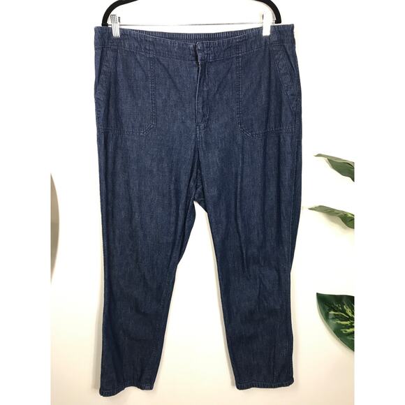 J. Crew Chambray Camp Pants Women's XL Everyday Simple Capsule Easy Fall - Picture 2 of 10
